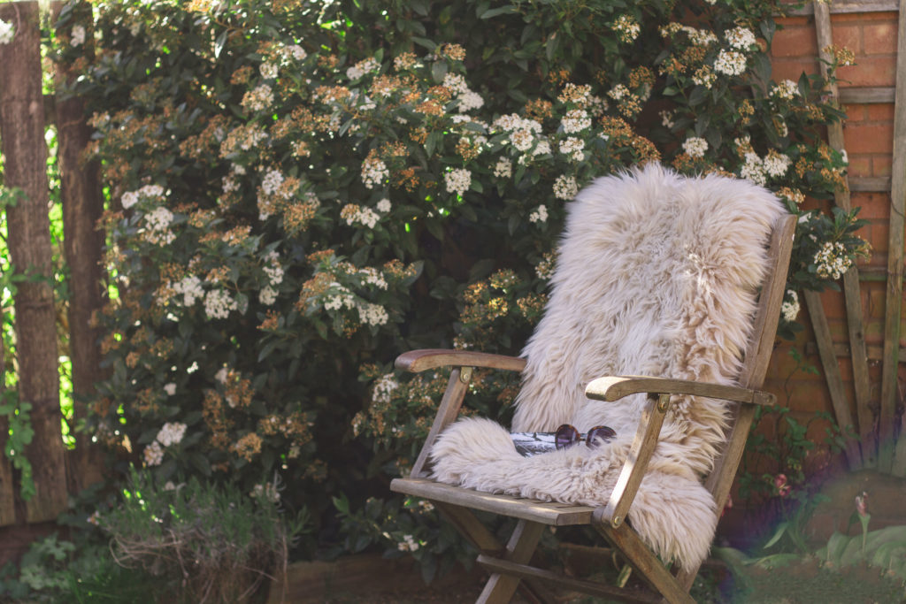 Friluftsliv - sheepskin rug on an outside chair