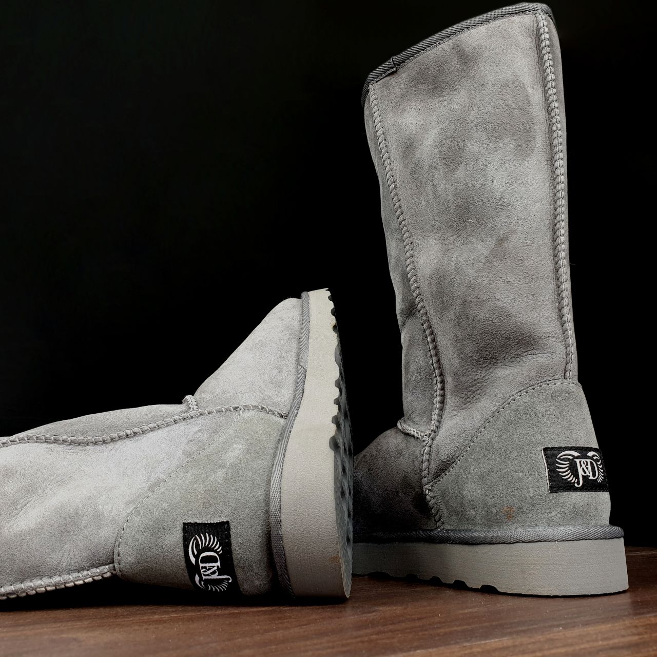 grey sheepskin boots