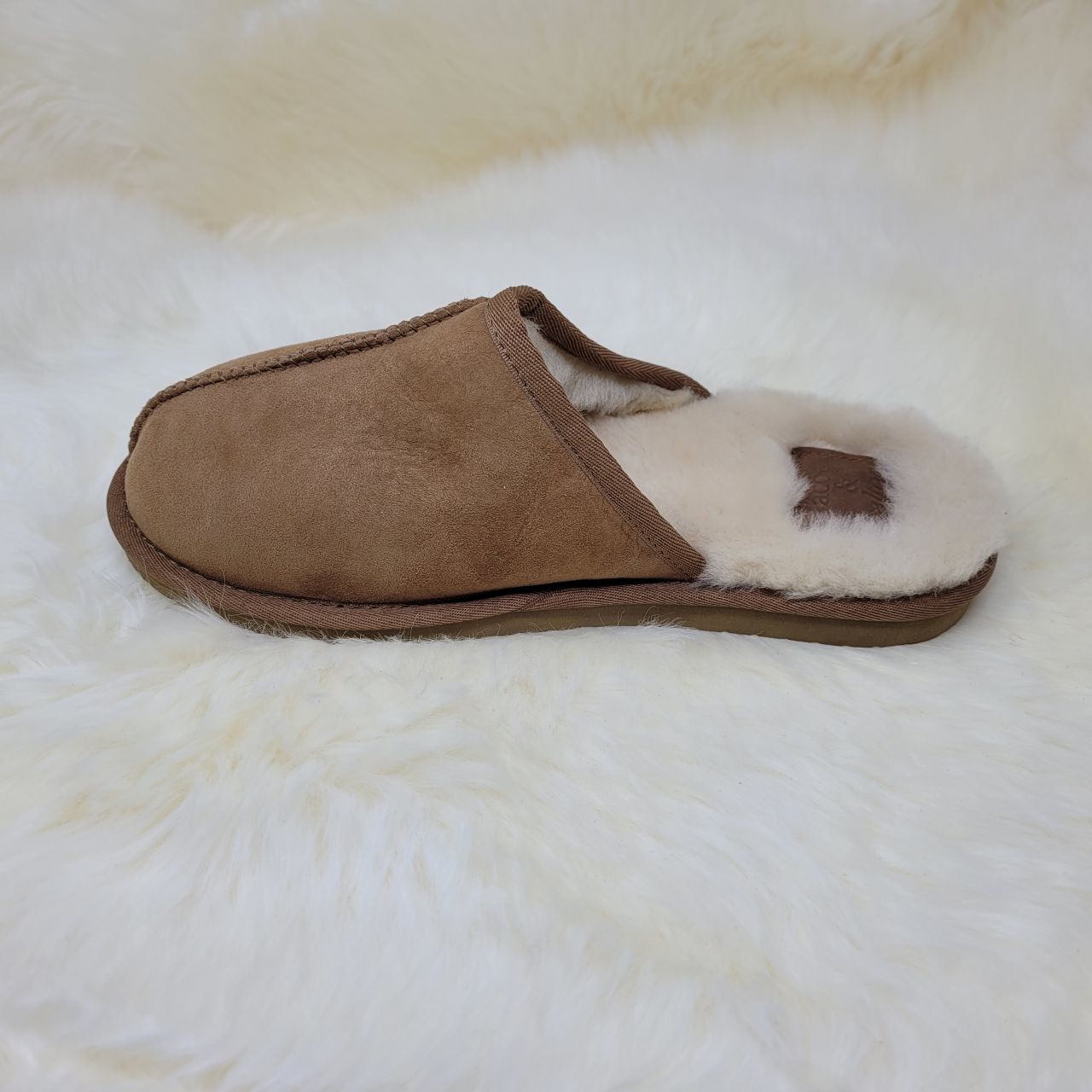 Unisex Chestnut Brown Sheepskin Mule Slippers to Buy Online: Jacobs ...