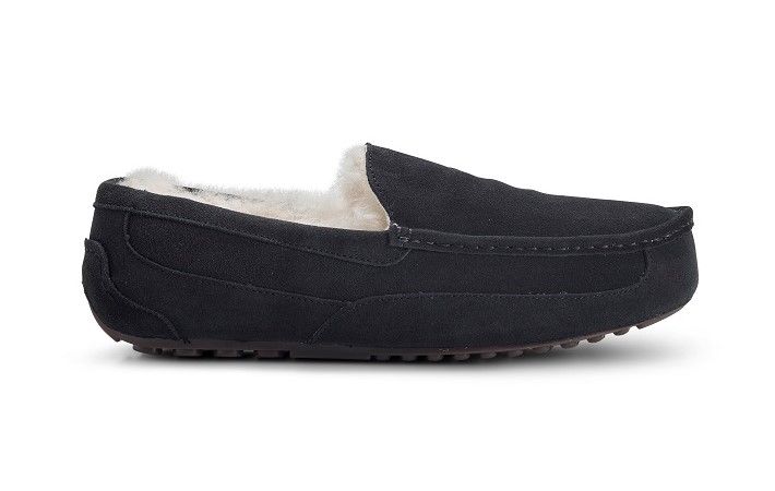 Mens moccasin slippers black top