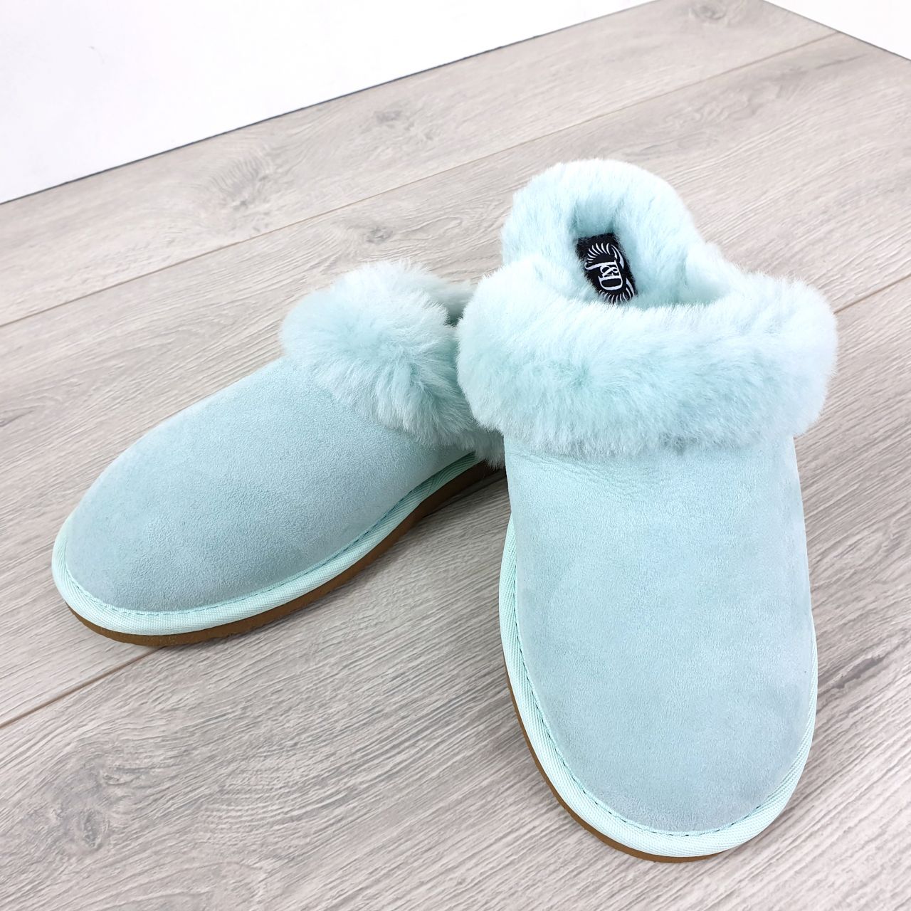 light blue slippers