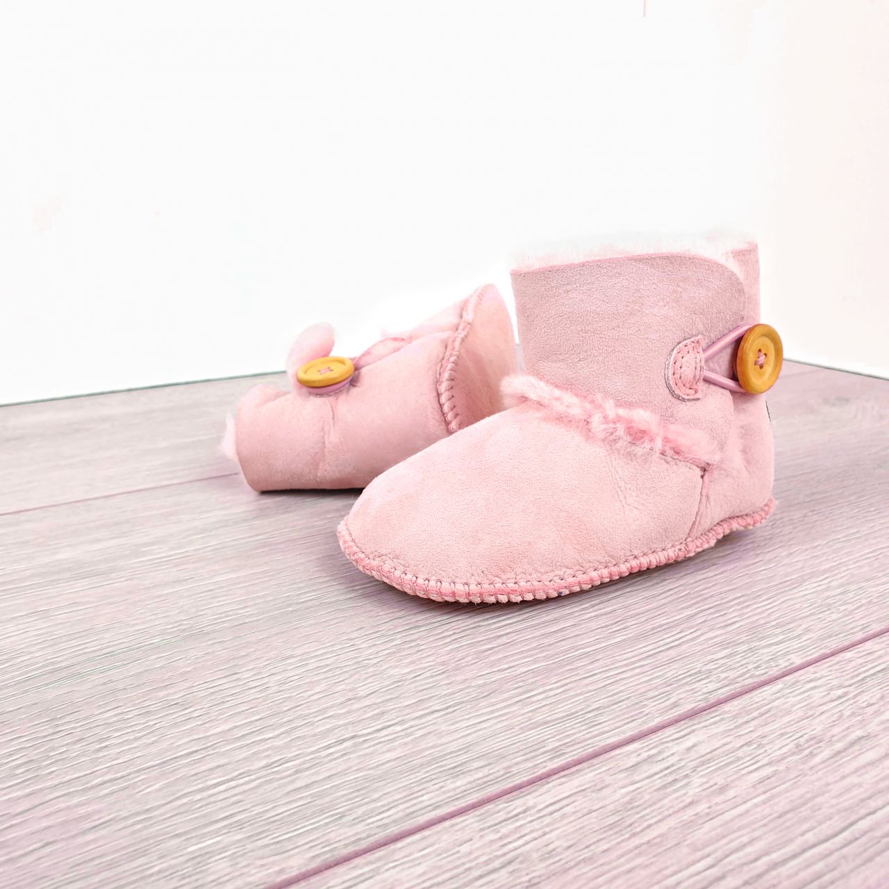 Pink Baby Booties in Real British Sheepskin Jacobs Dalton