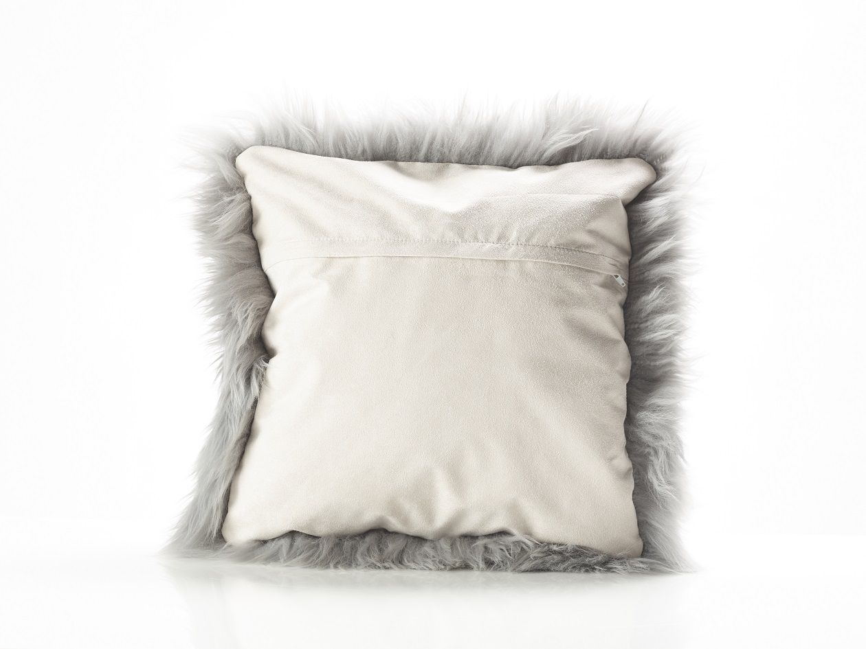 Grey sheepskin cushion discount