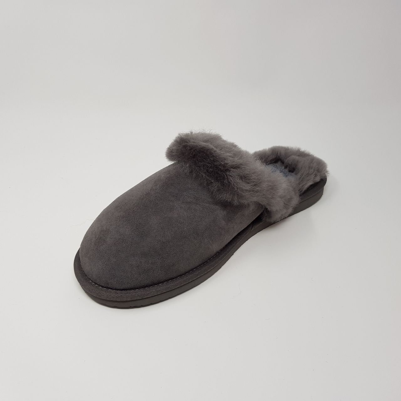 Ladies Grey Mule Style Fluffy Sheepskin Slippers: Fur Lined: Jacobs ...