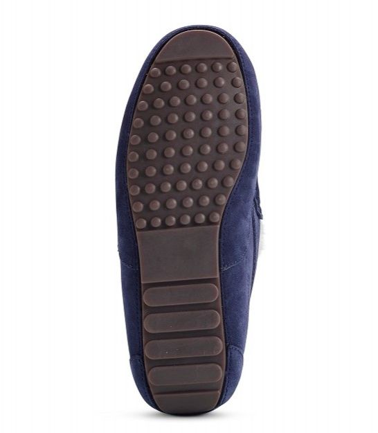 Navy blue sheepskin moccasin slippers for Men: Jacobs & Dalton