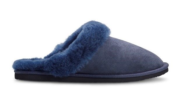 Ladies Navy Blue Sheepskin Mule Slippers