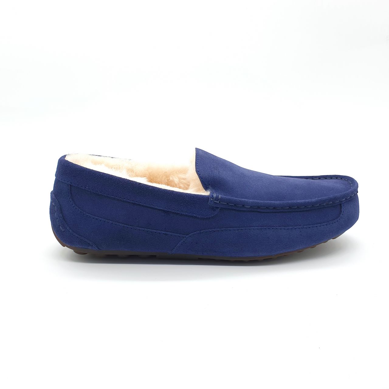 mens blue moccasin slippers