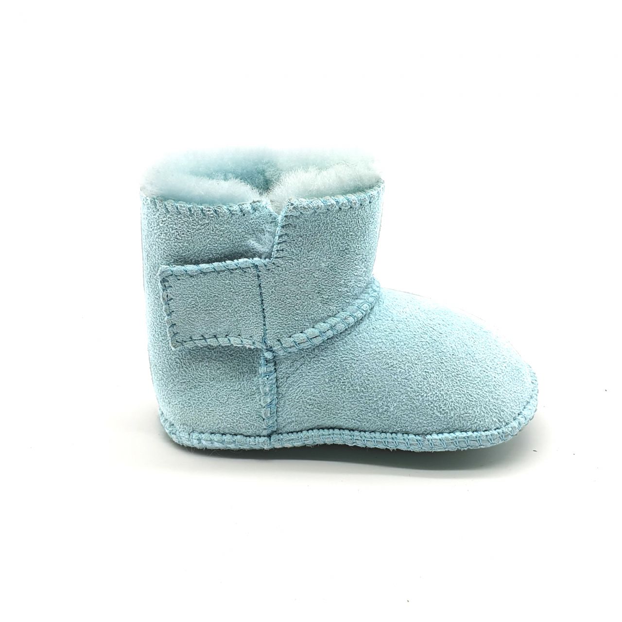 100% Genuine Merino Sheepskin Sheepskin baby booties blue with adjustable velcro 2-Velcro 