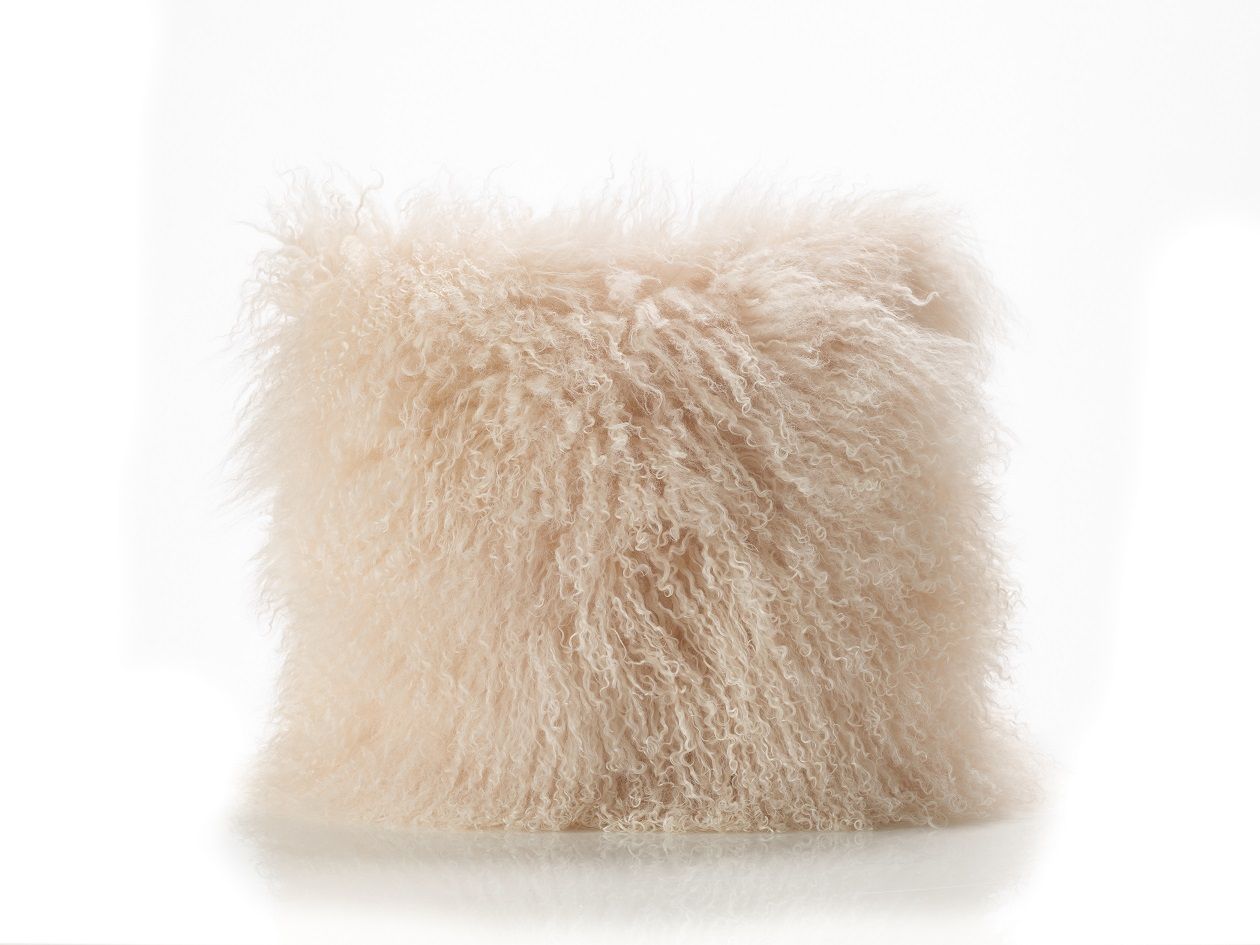 Woolly Pink Cushion Real Tibetan Sheepskin Cushion to Buy Online UK Jacobs Dalton