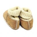 Image of Chestnut Baby Booties with Knitted Cuff