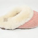 Image of Ladies Sheepskin Mule Slipper with Knitted Top - Pink