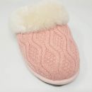 Image of Ladies Sheepskin Mule Slipper with Knitted Top - Pink