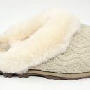 Image of Ladies Sheepskin Mule Slipper with Knitted Front - Sand