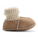 Image of Chestnut Baby Booties with Knitted Cuff