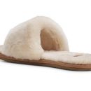 Image of Ladies Cream Open Toe Mule Sheepskin Slippers