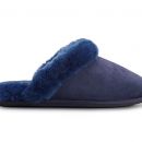 Image of Ladies Dark Blue Mule Sheepskin Slippers