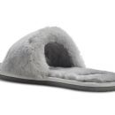 Image of Ladies Grey Open Toe Mule Slippers