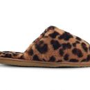 Image of Ladies Leopard Print Sheepskin Mule Slippers