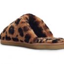 Image of Ladies Leopard Print Sheepskin Mule Slippers