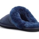 Image of Ladies Navy Blue Sheepskin Mule Slippers