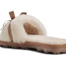 Image of Ladies Cream Sheepskin Slider with Bow