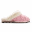 Image of Ladies Sheepskin Mule Slipper with Knitted Top - Pink