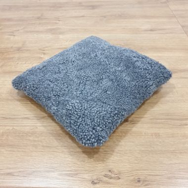 Dark Grey Curly Wool Sheepskin Cushion