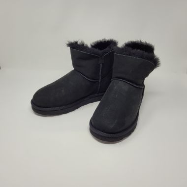 Black Extra Short Sheepskin Boots