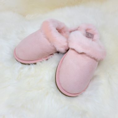 Ladies Pink Mule Sheepskin Slippers
