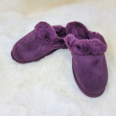 Ladies Burgundy Mule Sheepskin Slippers