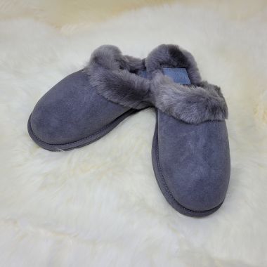 Ladies Grey Mule Sheepskin Slippers