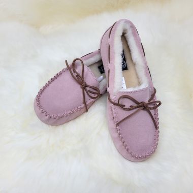 Ladies Pink Moccasin Slippers