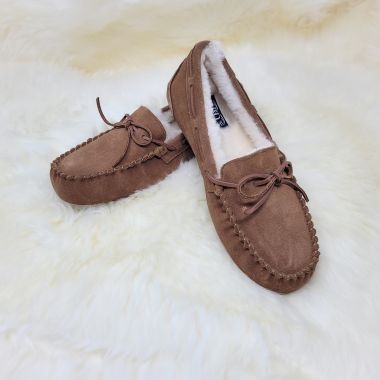 Ladies Chestnut Moccasin Slippers