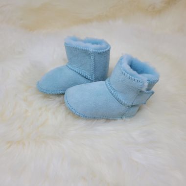 Light Blue Sheepskin Classic Baby Booties