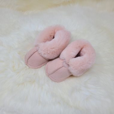 Pink Sheepskin Turned Down Baby Booties
