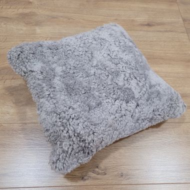 Grey Curly Sheepskin Cushion