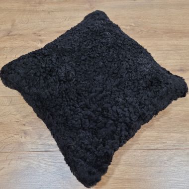 Black Curly Sheepskin Cushion