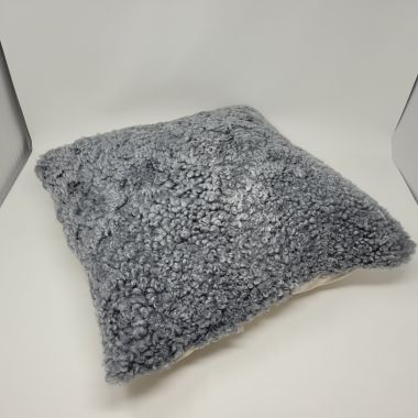 Grey/Silver Curly Wool Sheepskin Cushion