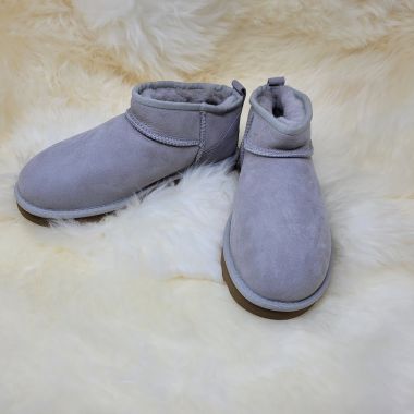 Super Short Sheepskin Boots - Grey