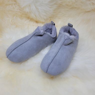 Ladies Light Grey Sheepskin Slipper Booties