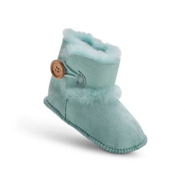 Light Blue Sheepskin Baby Button Booties