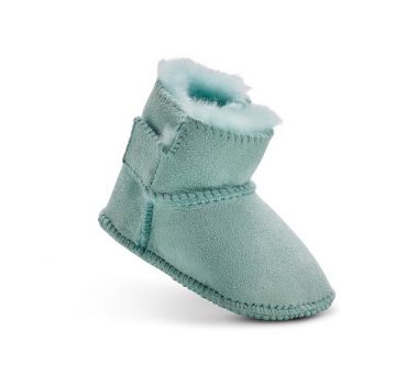 Light Blue Sheepskin Baby Button Booties