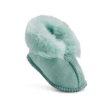 Light Blue Sheepskin Turned Down Baby Booties