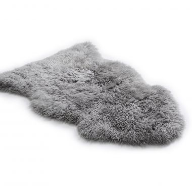 Grey Long Wool Curly Sheepskin Rug