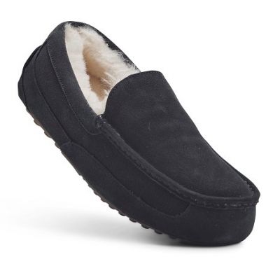 Men's Black Moccasin Slippers