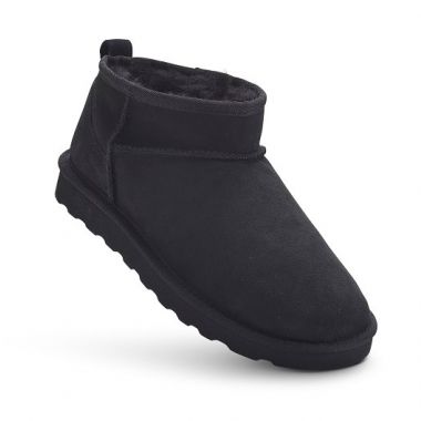 Super Short Sheepskin Boots - Black