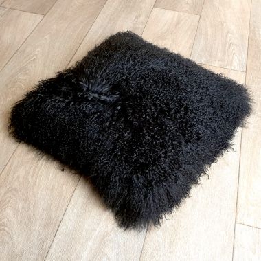 Black Tibetan Sheepskin Cushion