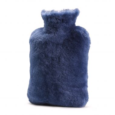 Sheepskin Hot Water Bottle Cover - Navy Blue