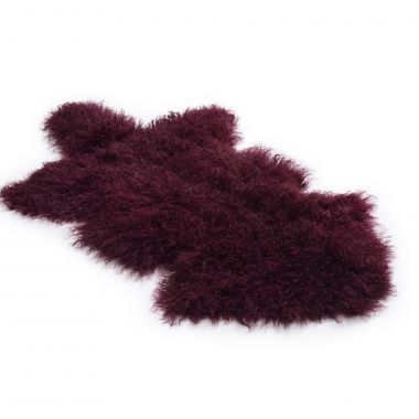 Tibetan Sheepskin Rug - Burgundy