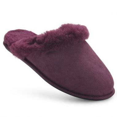 Ladies Burgundy Mule Sheepskin Slippers